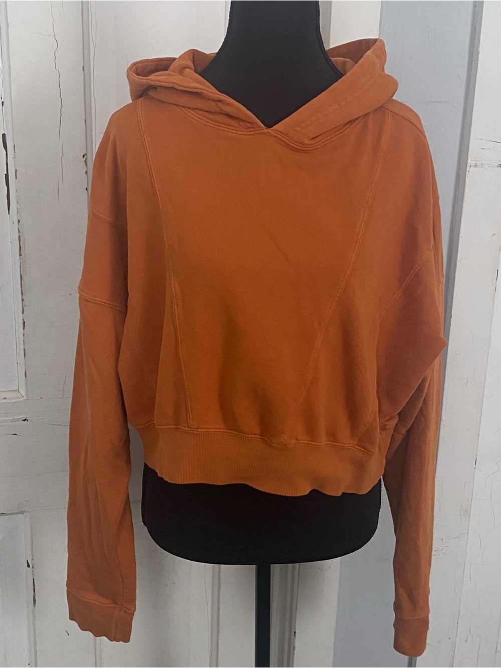 Forever 21 Burnt Orange Cropped Hooded Sweatshirt